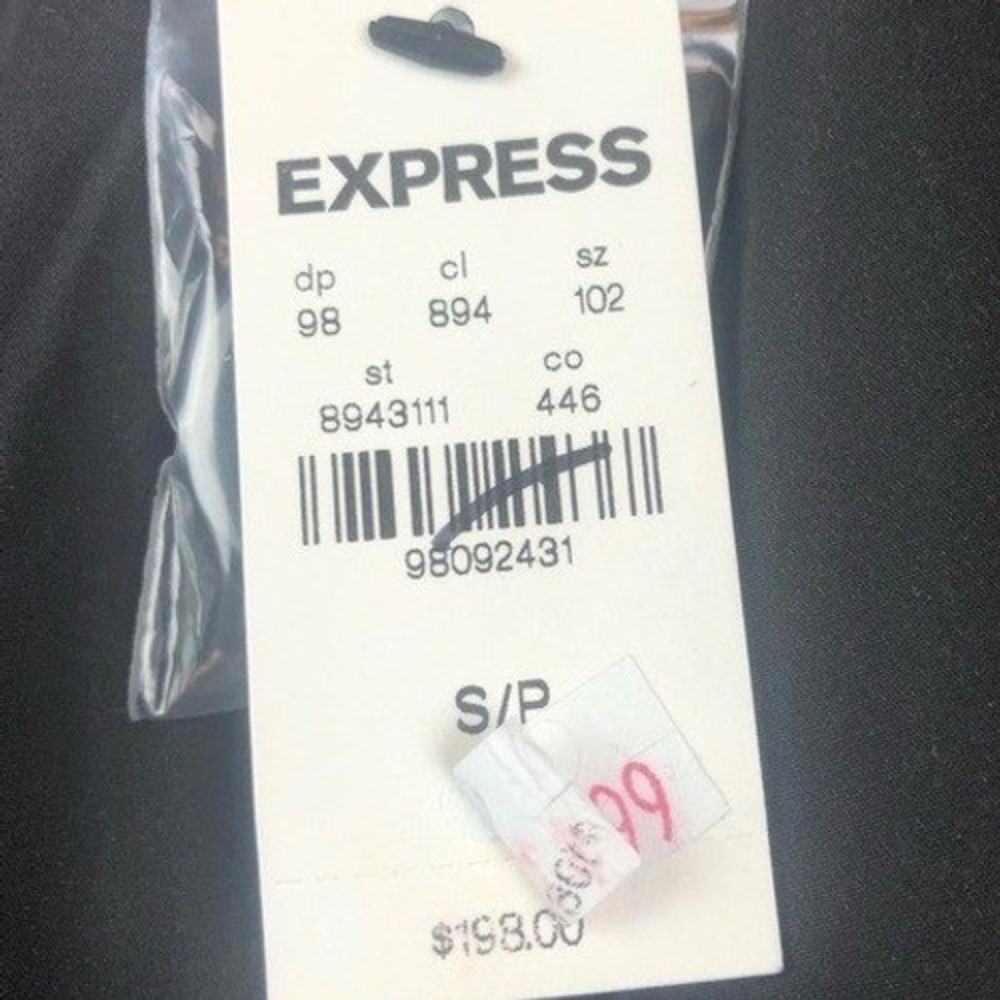 Express Womens NWT Red Houndstooth Plaid Faux Leather Trim Car Pea Coat Small - Picture 6 of 8